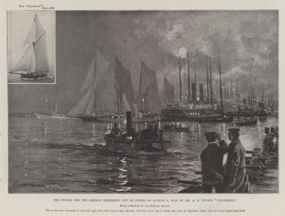De finish voor de Duitse keizerbeker in Cowes op 8 augustus, gewonnen door Mr A F Fynn